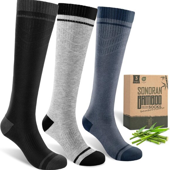 Moisture-Wicking Bamboo Viscose Compression Socks - 3 Pairs for Ultimate Comfort - Picture 1 of 6